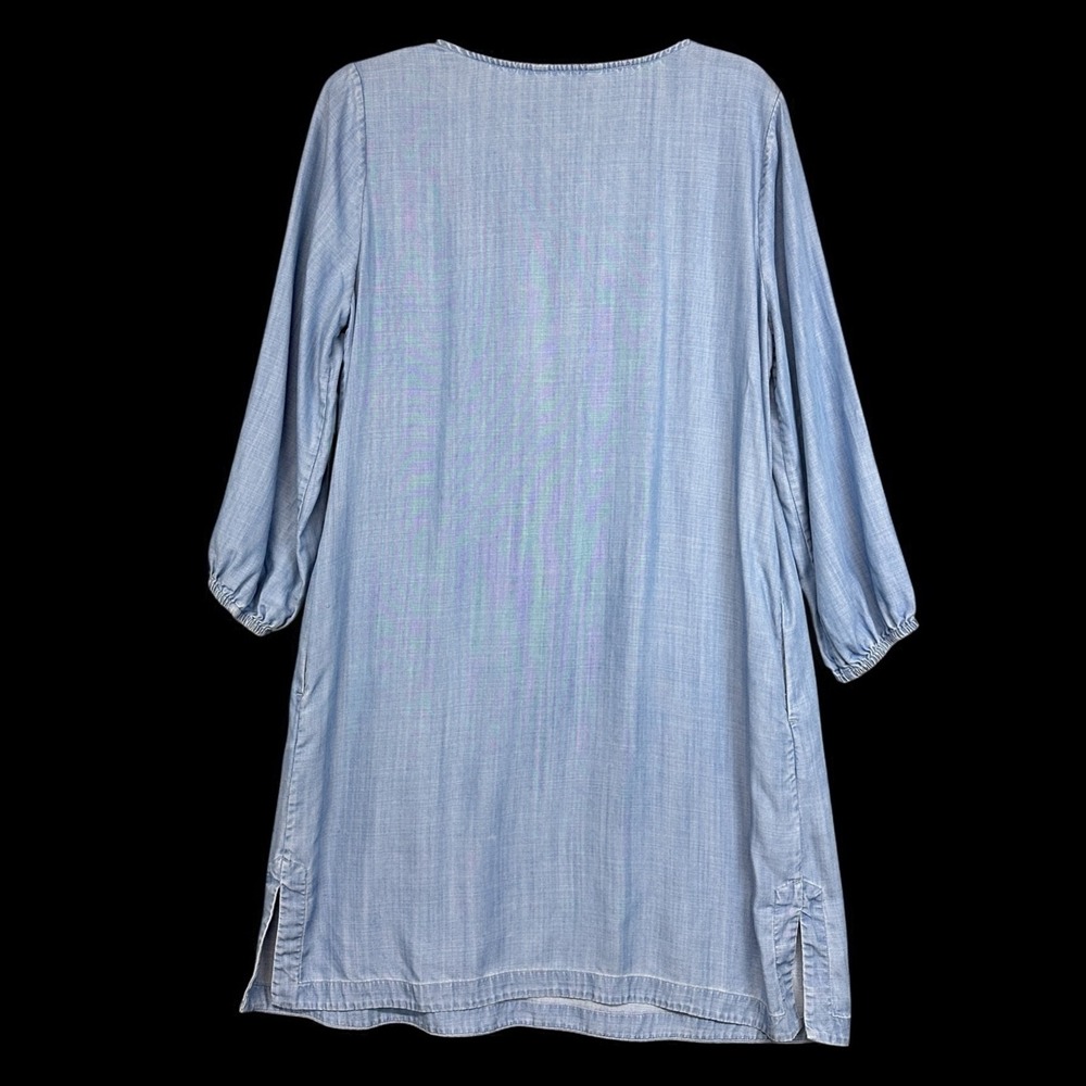 Tommy Bahama Blue Chambray Shirt Dress Coastal Grandma Weekend Size Medium - Picture 6 of 16